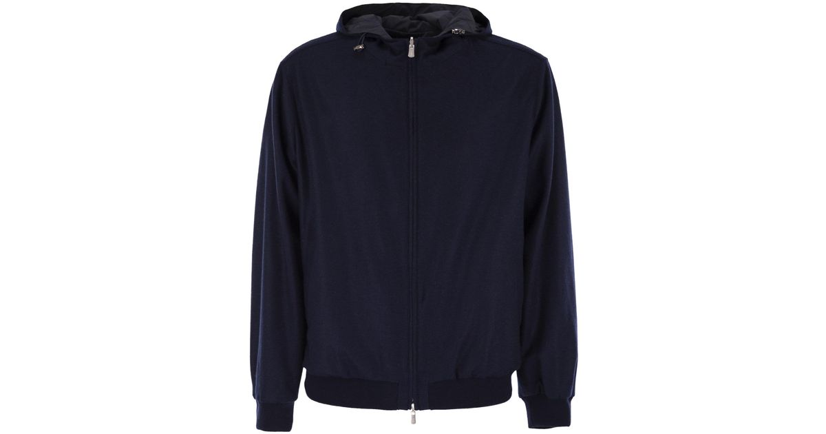Fedeli Reversible Hooded Bomber Jacket in Blue for Men | Lyst