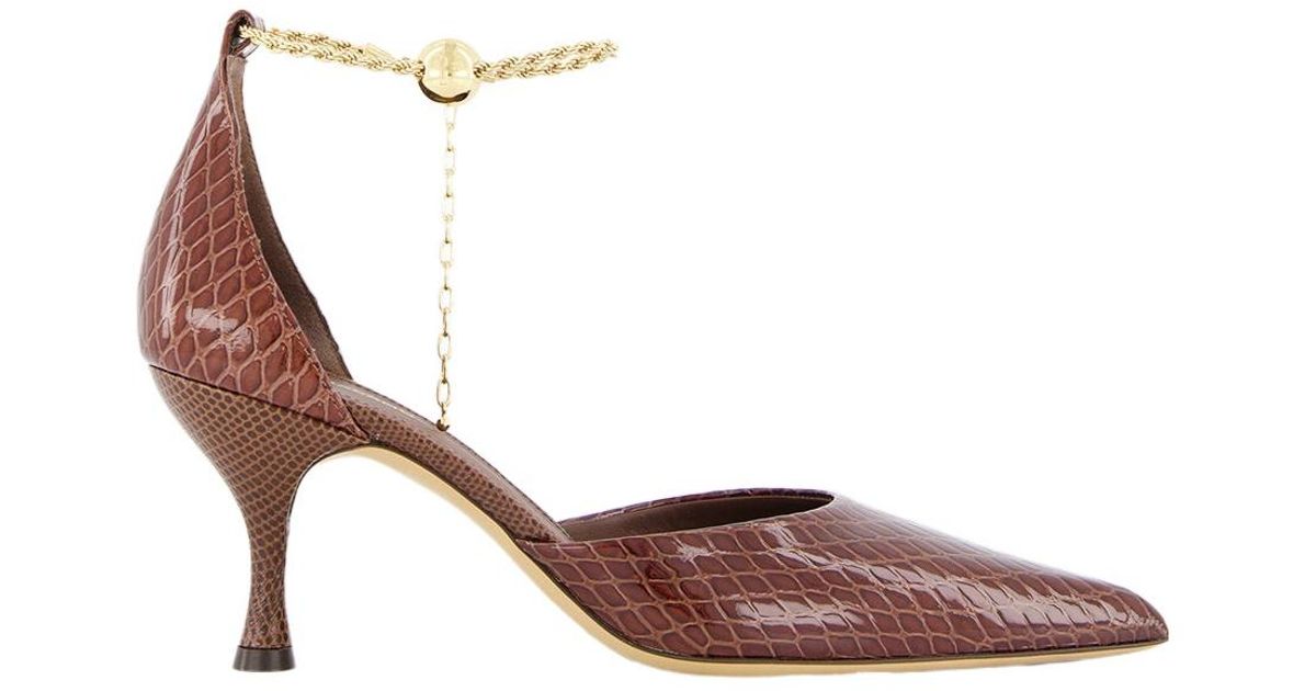 Ferragamo Ferragamo Chain Ankle Strap Pumps in Pink | Lyst