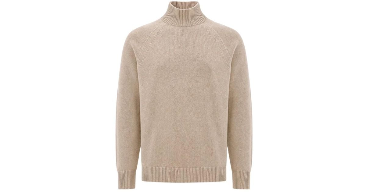 Peserico High-Neck Raglan-Sleeve Sweater in Natural | Lyst