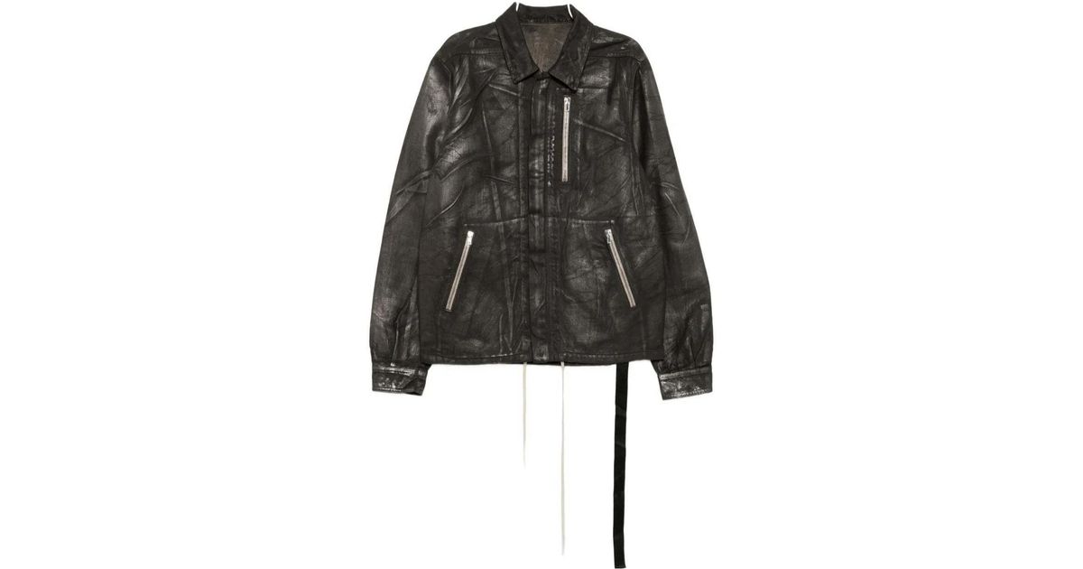 Rick Owens Invisible Zipper Denim Jacket in Black for Men | Lyst