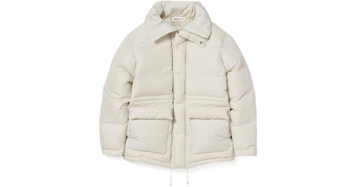 Tekla X Auralee Striped Down Jacket in Natural for Men | Lyst