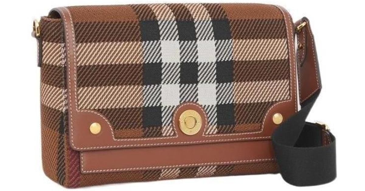 Burberry Note Knitted Check Pattern Crossbody Bag in Brown | Lyst