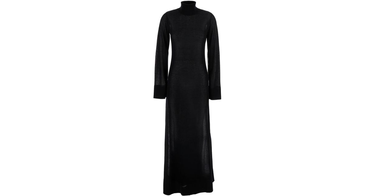 TOTEME Long Turtleneck Dress With Slit Sleeves In Black Lyst TOTEME Long Turtleneck Dress With Slit Sleeves In Black Lyst