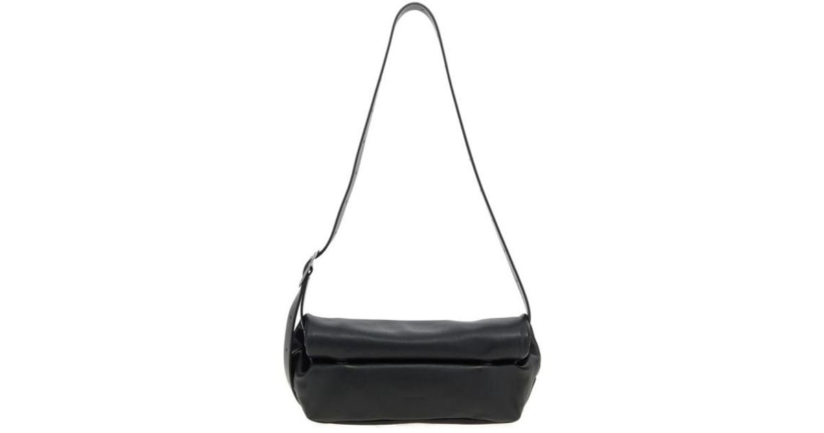 Jil Sander Small Rollup Shoulder Bag in Black | Lyst