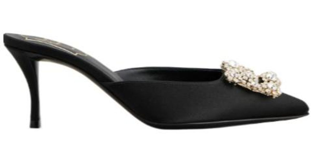 EFFLORESCENCE MULES IN BLACK SATIN