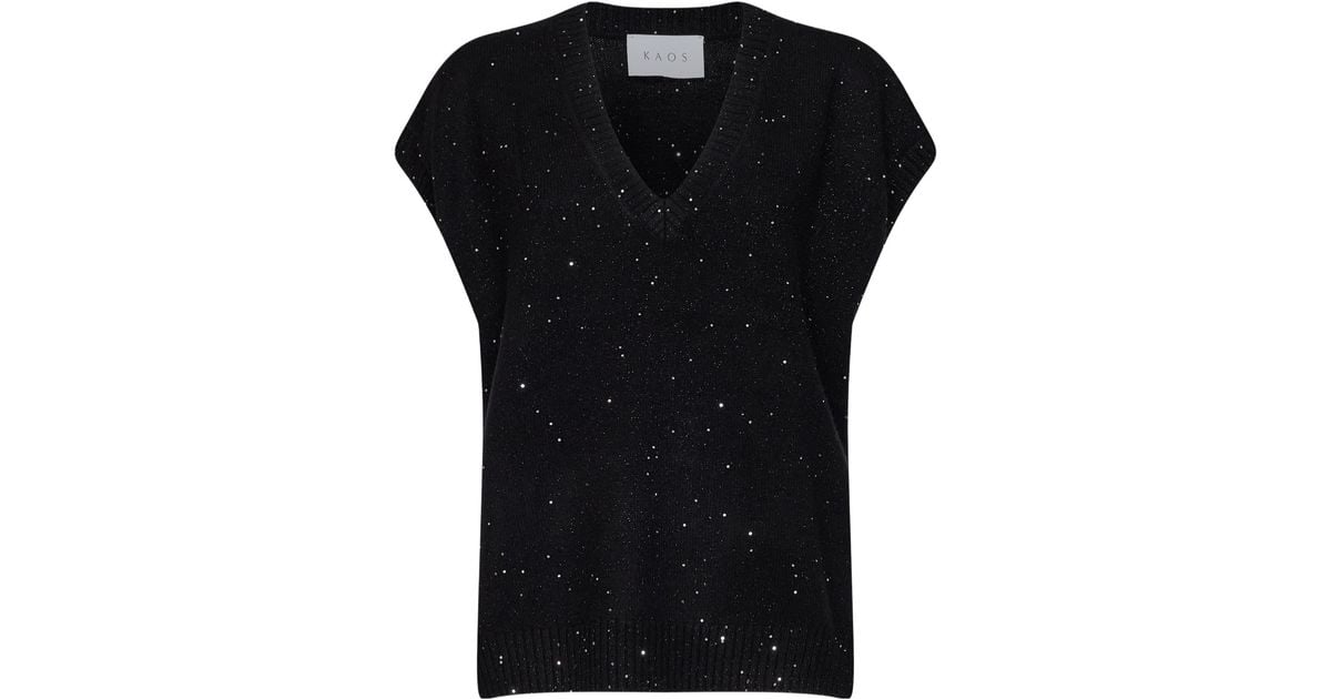 Kaos Ribbed Knit Pullover in Black | Lyst