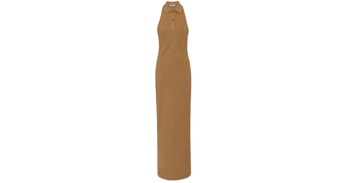 Prada Piqué Dress in Natural | Lyst
