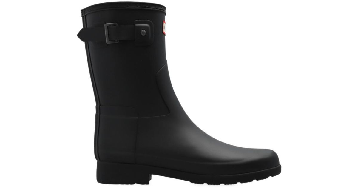 HUNTER Logo Rain Boots in Black | Lyst