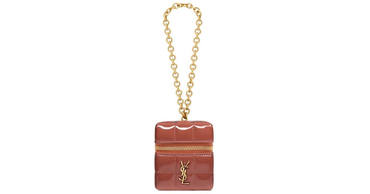 Saint Laurent Cassandre Matelassé Carré Mini Cube in Brown