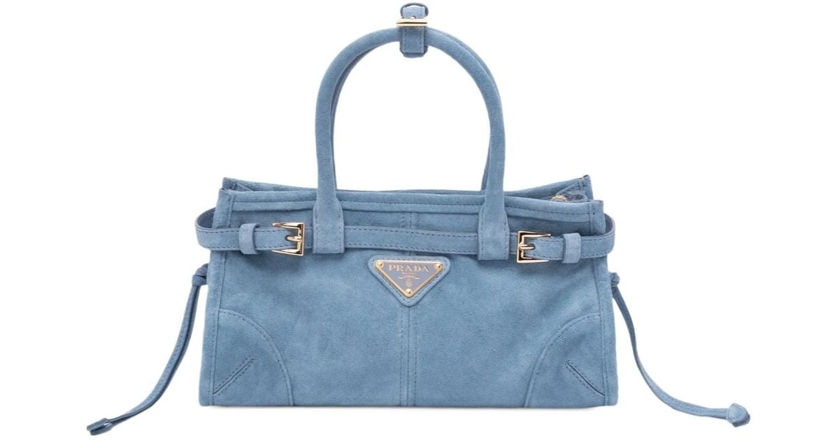 Prada Double-Handle Shoulder Bag in Blue | Lyst UK