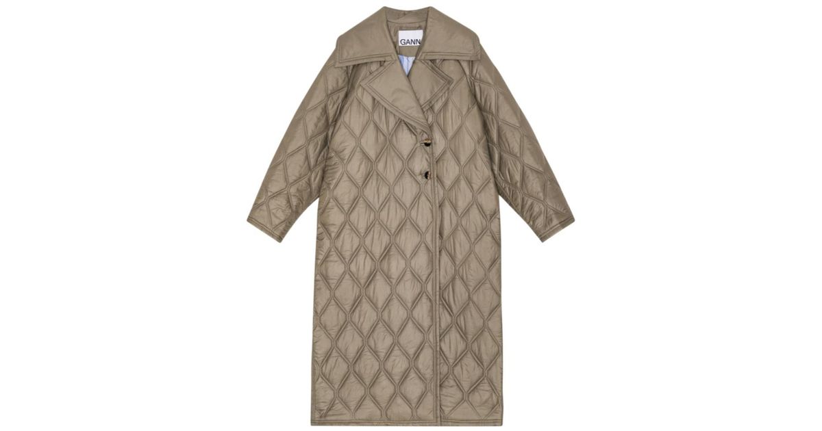 Lapel Collar Quilted Maxi Jacket
