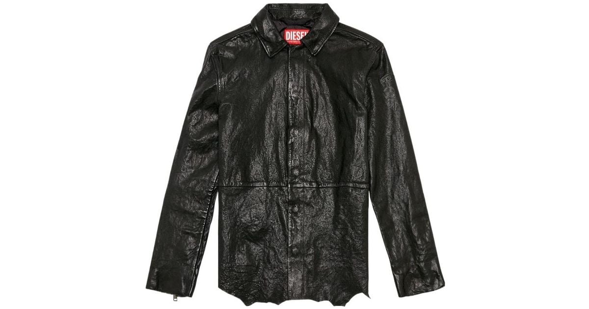 DIESEL Slim-Fit Leather Jacket in Black | Lyst