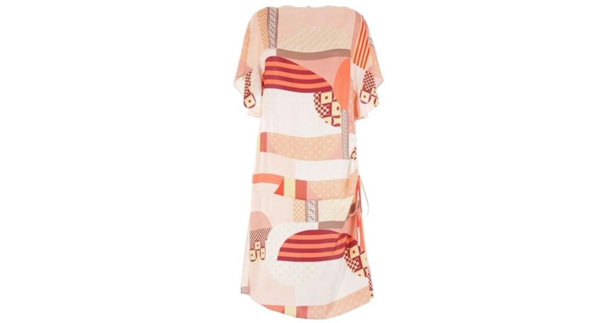 knee length dresses for ladies FENDI Beige & Black FF Motif Size Small Short Dress