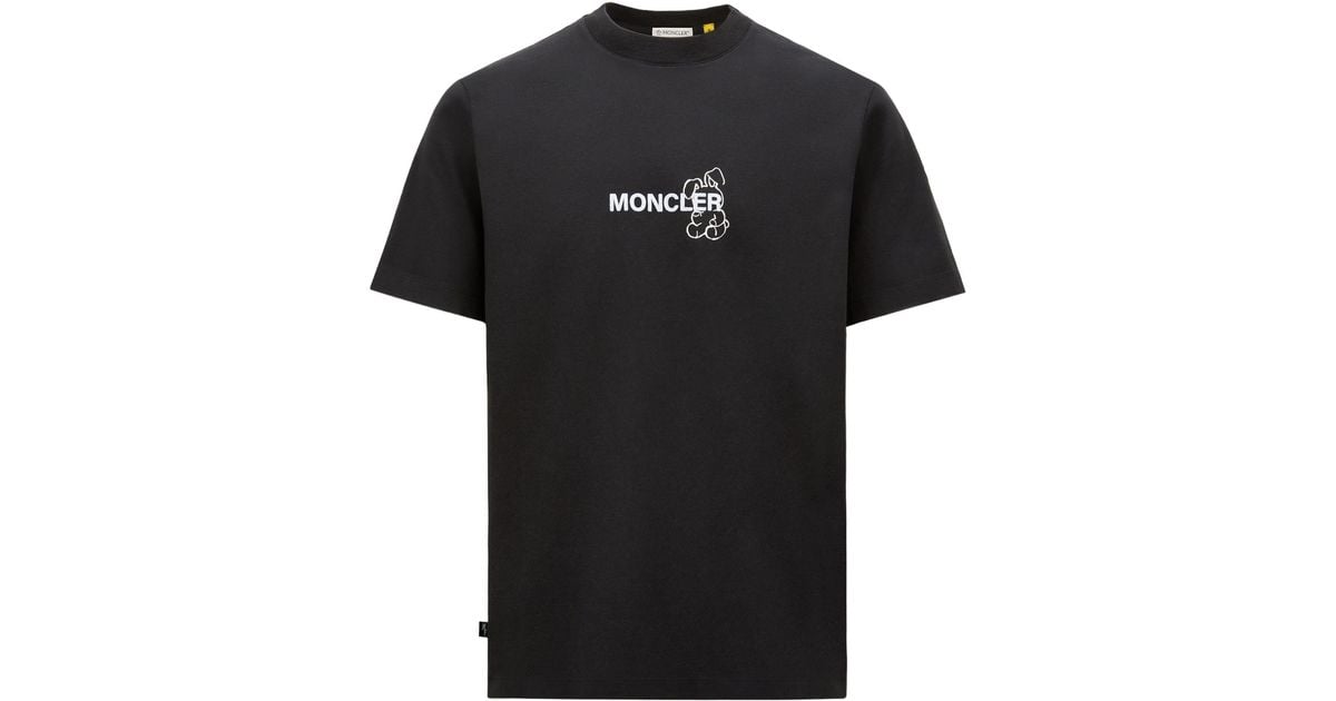 ★MONCLER × FRGMT★cartoon ロゴ コットン Tシャツ Moncler X Frgmt Cartoon Logo Cotton T-Shirt in Black for Men