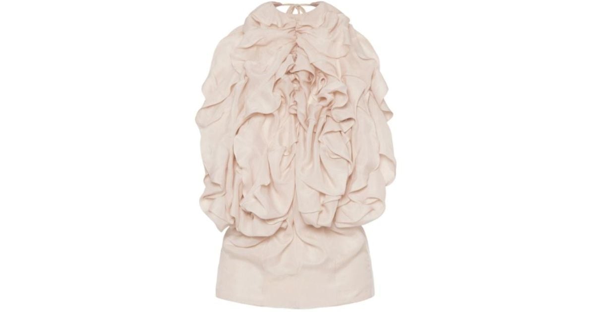 Martin Ruffle Maison Margiela Ruffled Open Back Top in Natural | Lyst UK
