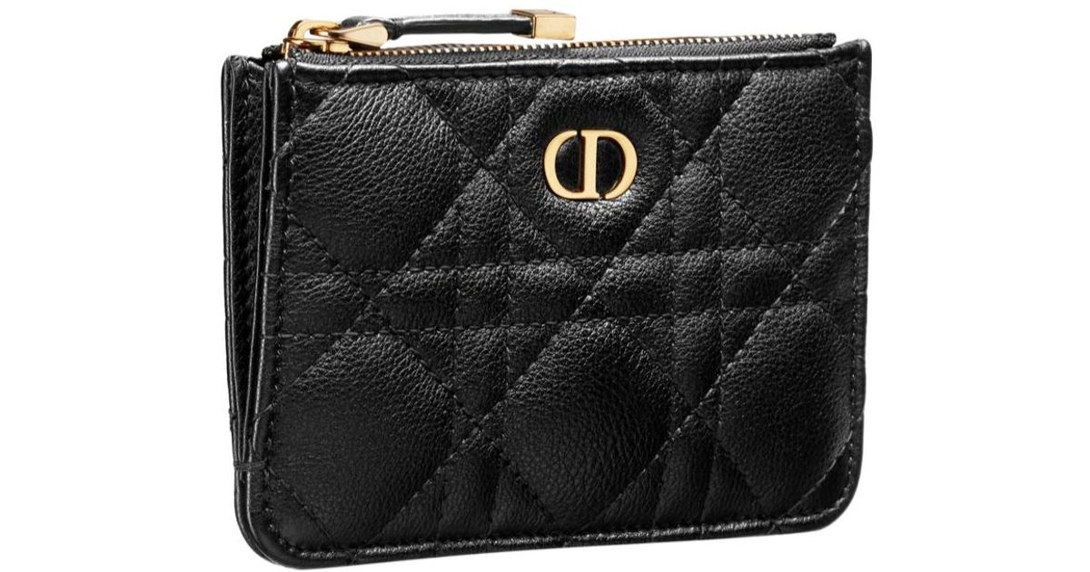 Dior Caro Marigold Zipped Card Holder in Black | Lyst