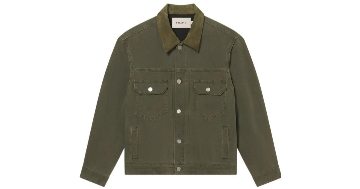 FRAME Chest-Pockets Collared Jacket in Green for Men | Lyst UK