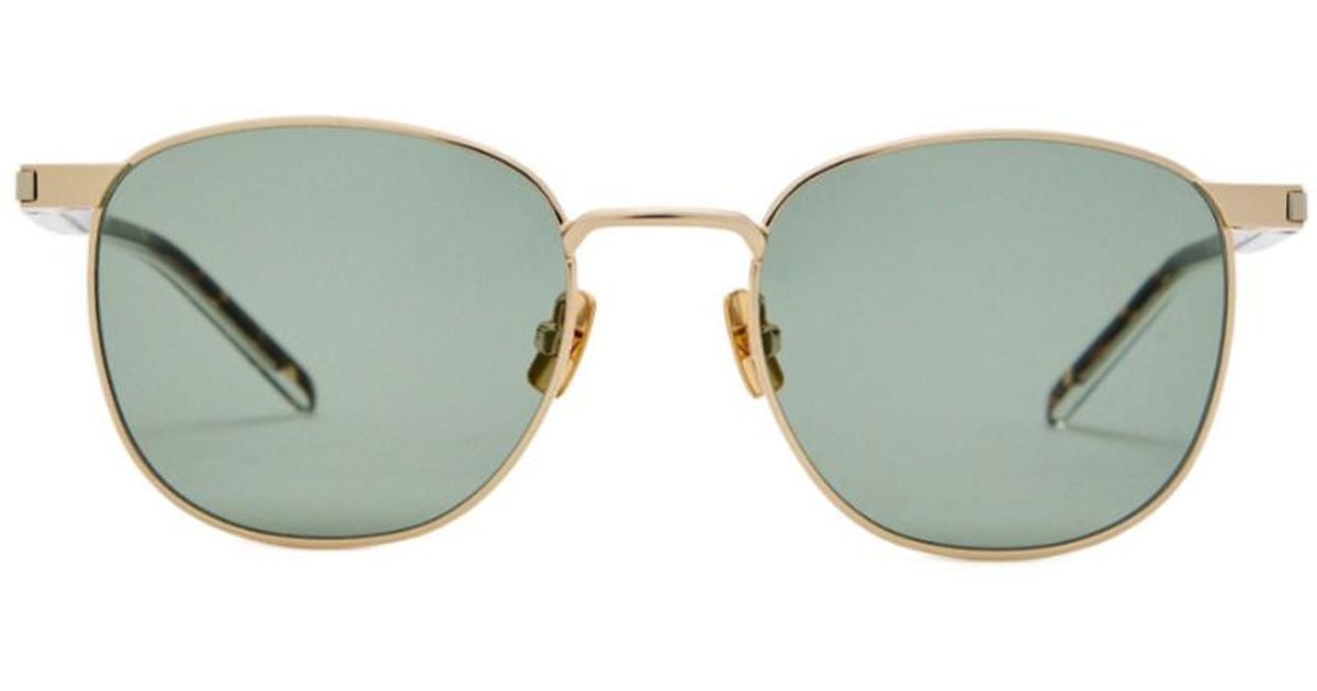 Visualize Meter Squared Saint Laurent Thin-Frame Square Sunglasses in Green | Lyst