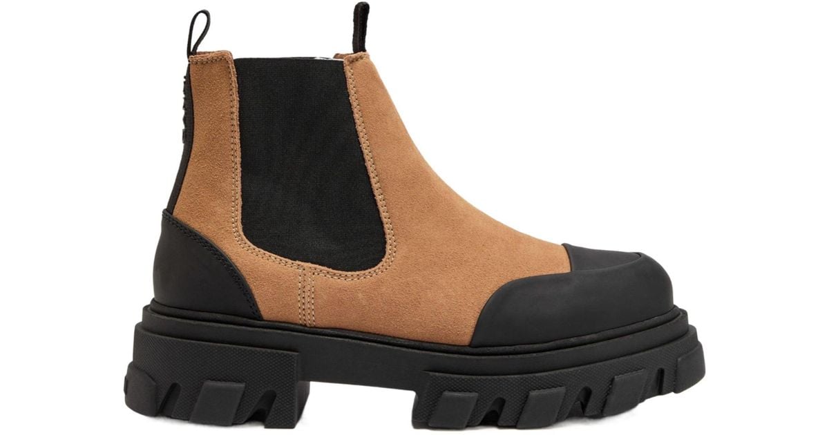 Ganni Suede Chelsea Boots in Black | Lyst