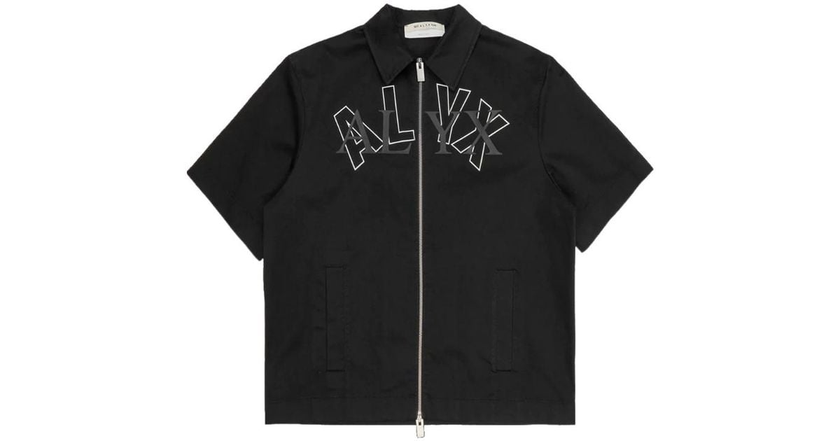 1017 ALYX 9SM Logo Short-Sleeve Zip Shirt in Black for Men | Lyst