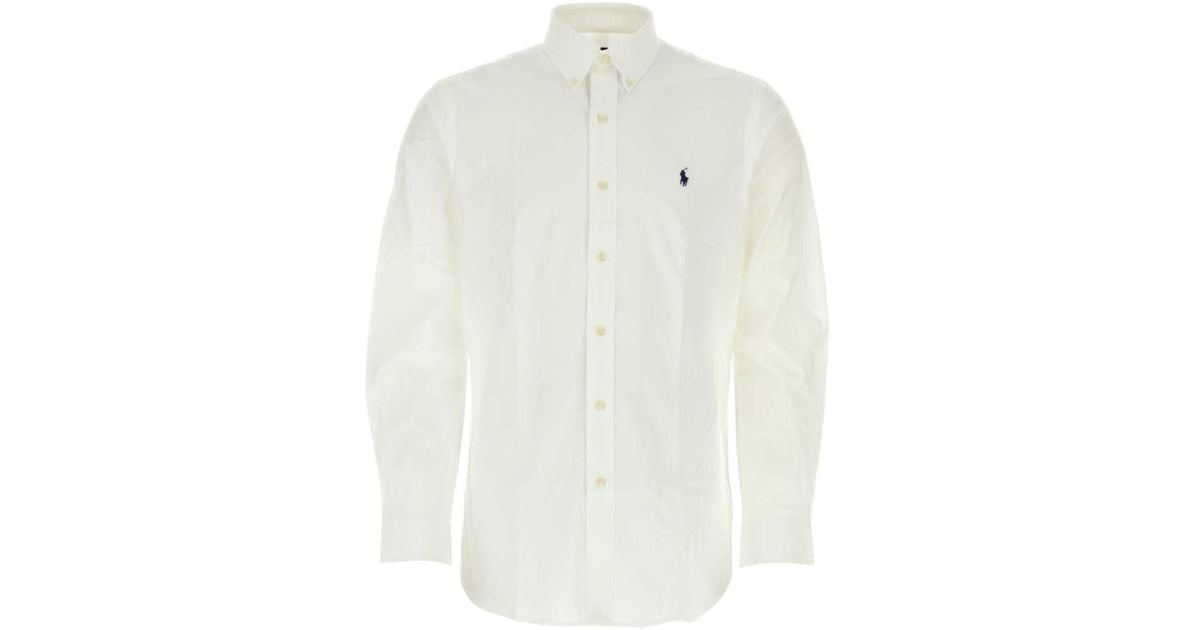 Polo Ralph Lauren Pony Embroidered Curved Hem Shirt in White for Men | Lyst