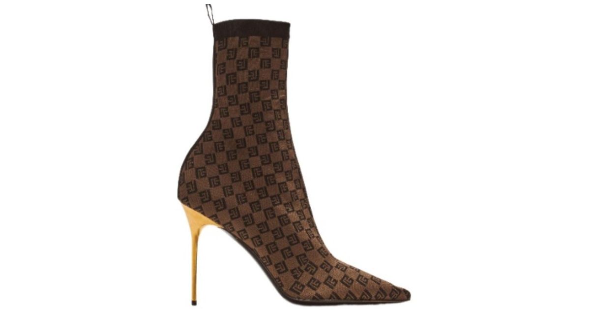 BALMAIN 26S BOOTS IN RUST BROWN CALFSKIN AND SUEDE