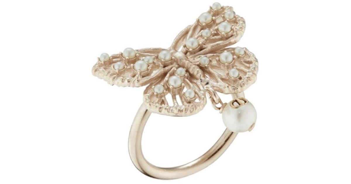 Dior Toile De Jouy Papillon Ring in White | Lyst