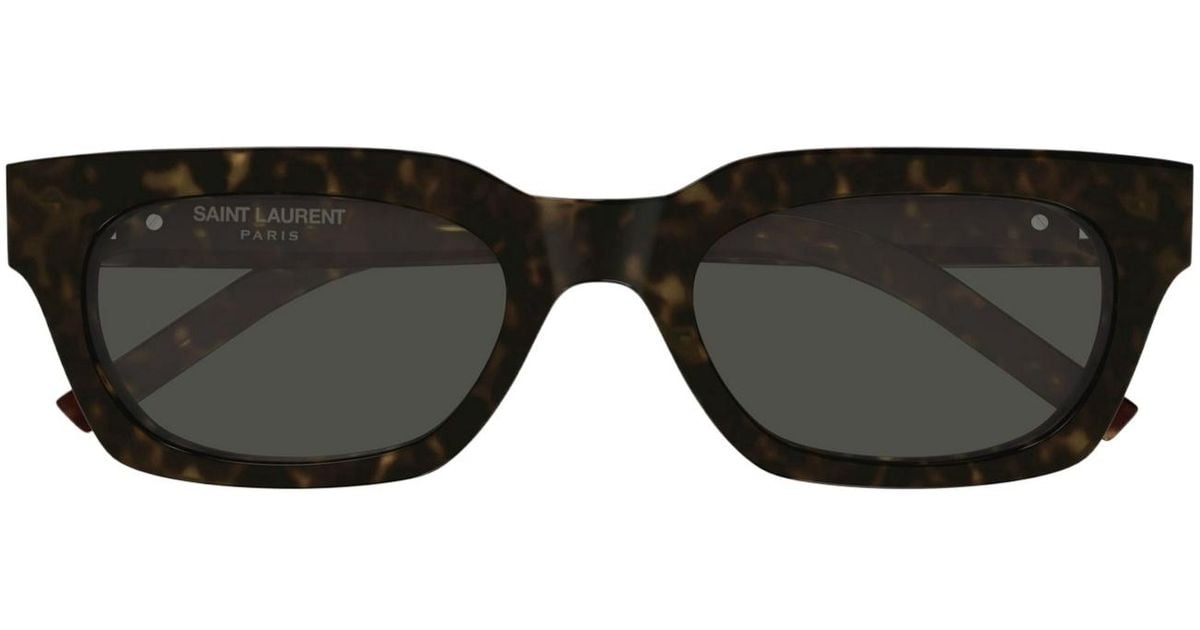 Saint Laurent Tortoiseshell-Effect Rectangle-Frame Sunglasses in Black ...