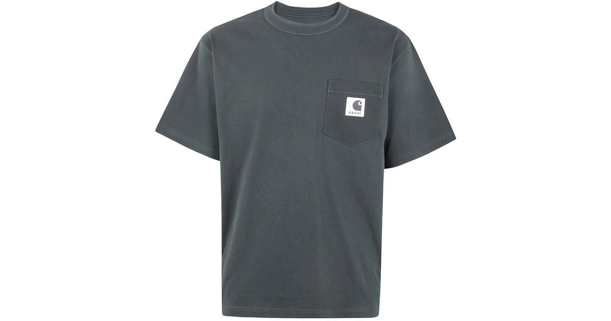 Sacai X Carhartt Wip Logo Patch Crewneck T-Shirt in Gray for Men