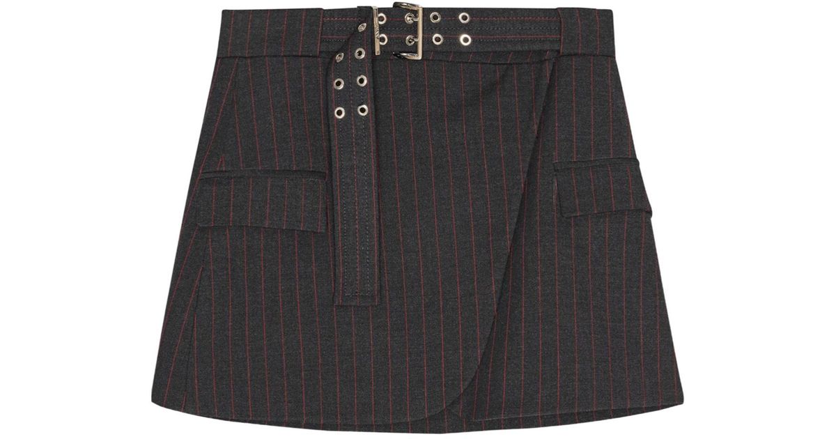 Ganni Pinstriped Mini Skirt in Black | Lyst