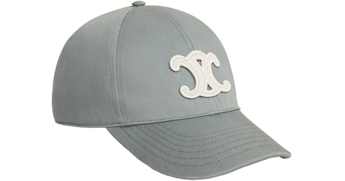 Celine Triomphe Baseball Cap in Gray | Lyst