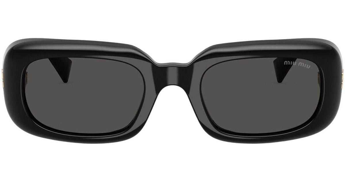 Miu Miu Thick-Rimmed Rectangular Sunglasses in Black | Lyst UK
