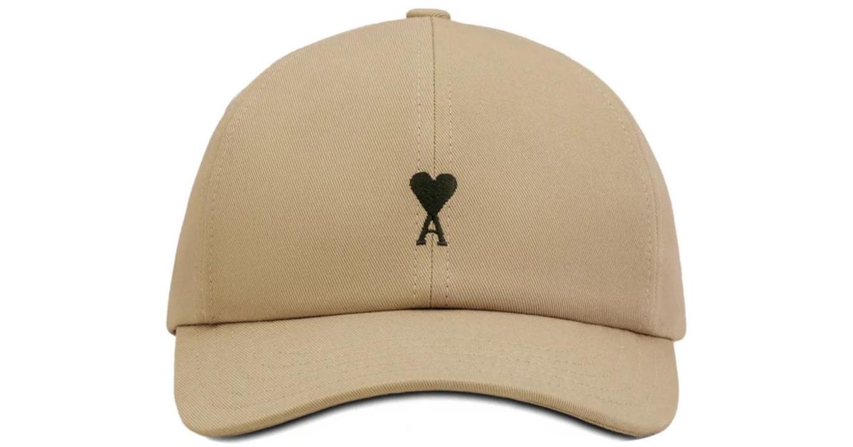 Ami Paris Ami Logo Embroidered Curved Peak Cap in Natural for Men | Lyst