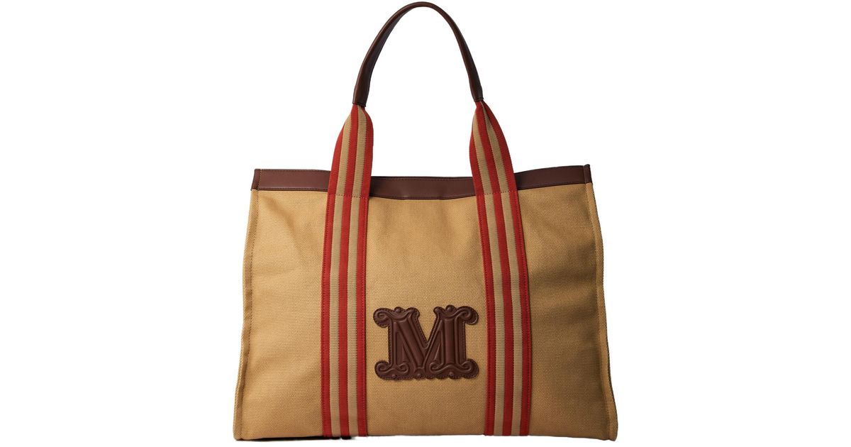 Max Mara Palau Canvas Tote Bag in Brown | Lyst