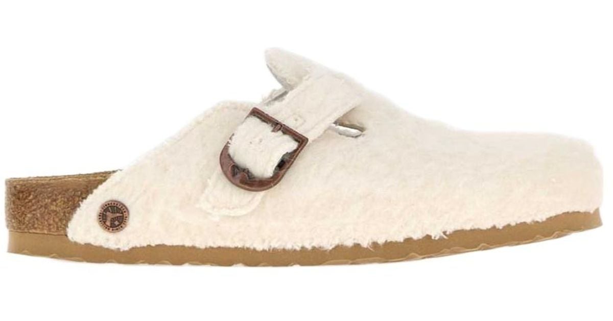 Birkenstock Boston Furry Clogs in White | Lyst