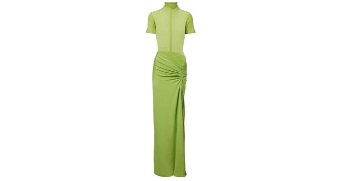 christopher esber green knit dress Fusion Gathered Ribbed-Knit Gown in Midi dress