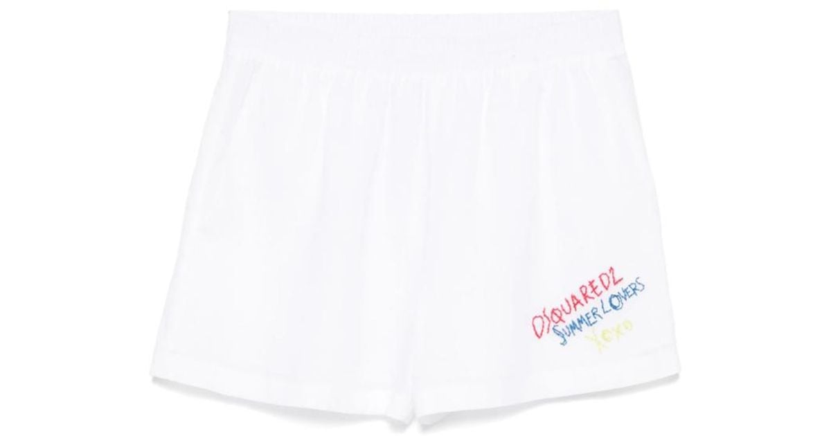 ショートパンツ DSQUARED2 Dsquared2 Summer Lovers linen shorts Bianco Summer Lovers Linen Shorts