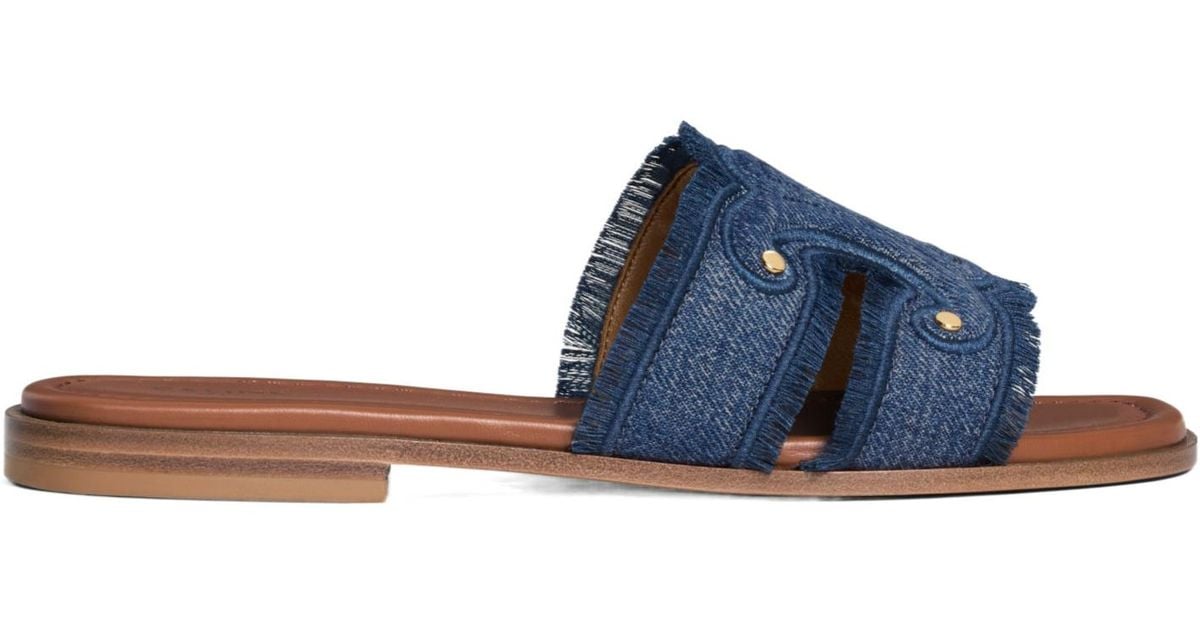Celine Marina Fringed Mule in Blue | Lyst