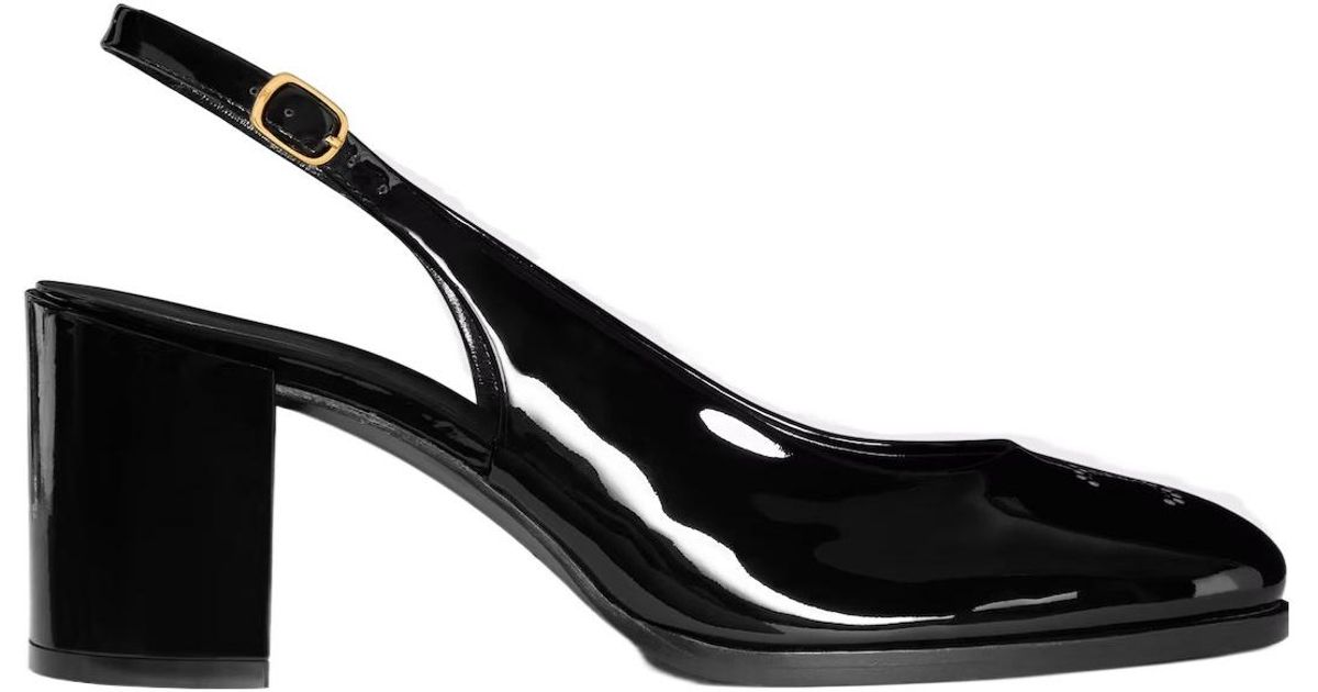 Talons CELINE Lily Triomphe En Veau Verni Noir Perforé – Femme 39.5 (US 9)