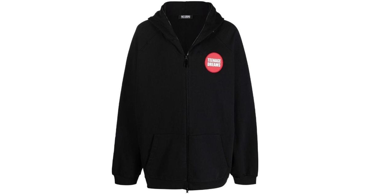 Raf Simons Teenage Dreams Zipped Hoodie in Black for Men | Lyst