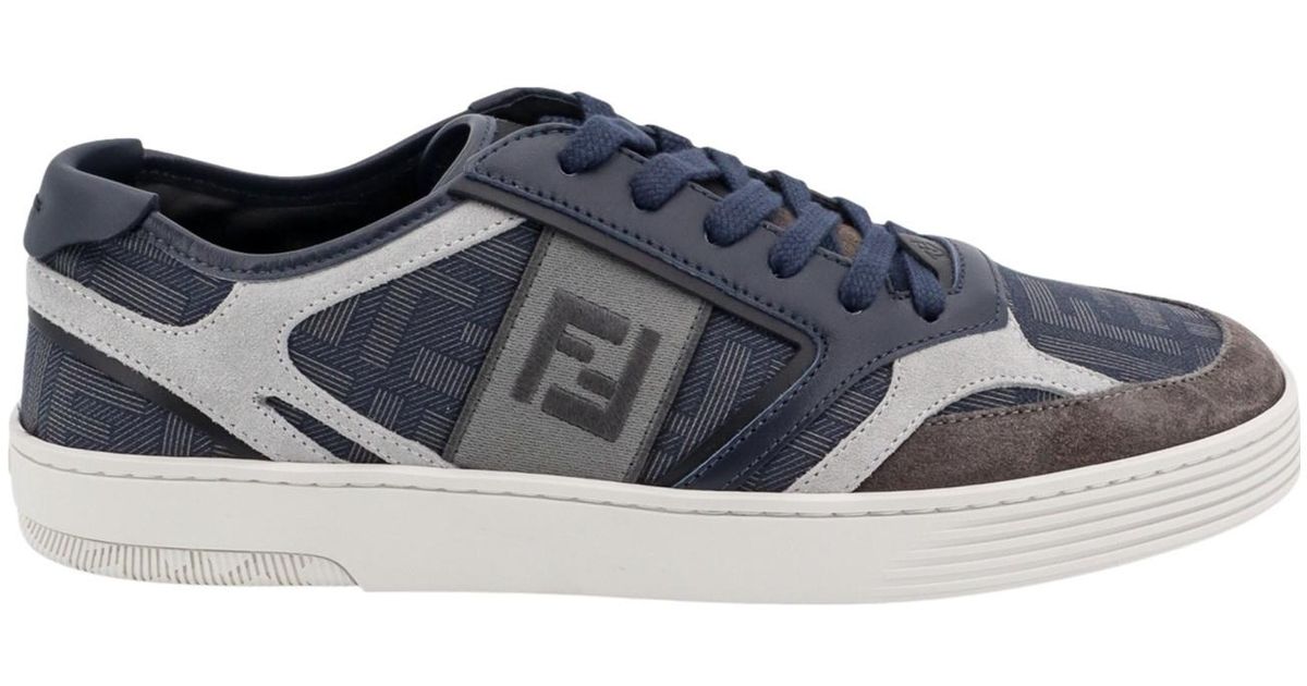Fendi Navy FF Logo Velcro Sneakers