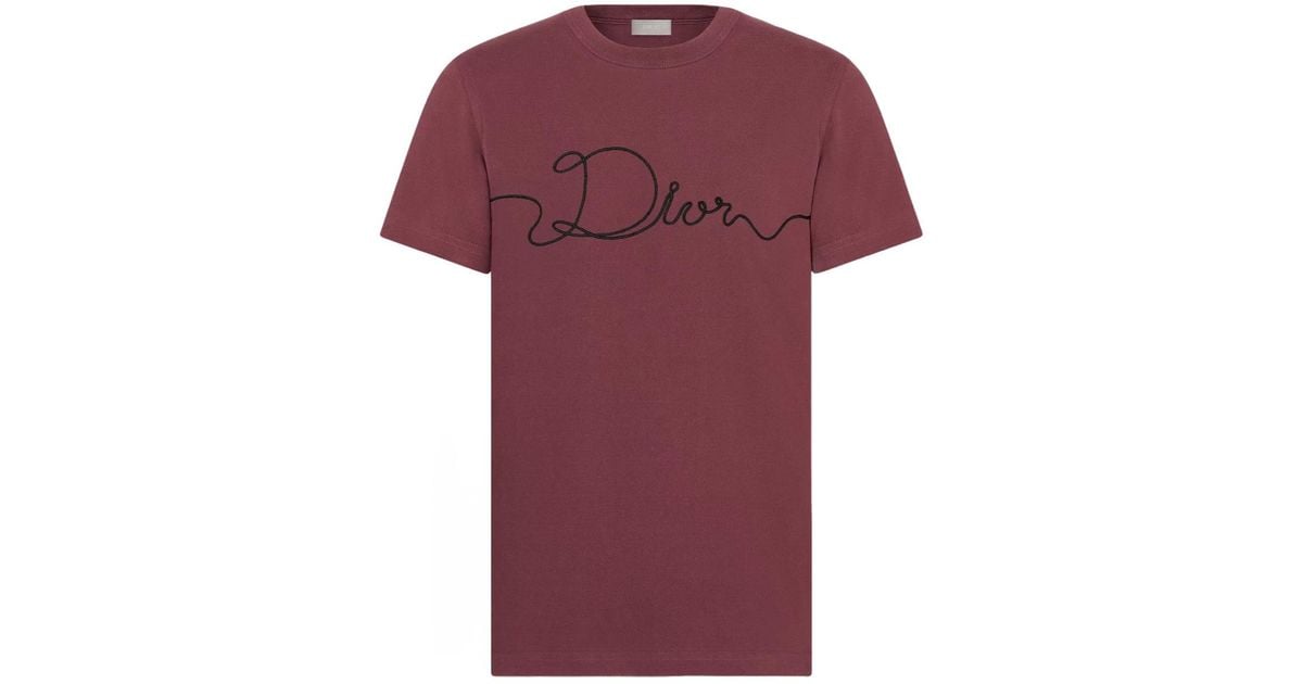 Dior Homme Ribbon Logo Detailed Crewneck T-Shirt in Red for Men | Lyst