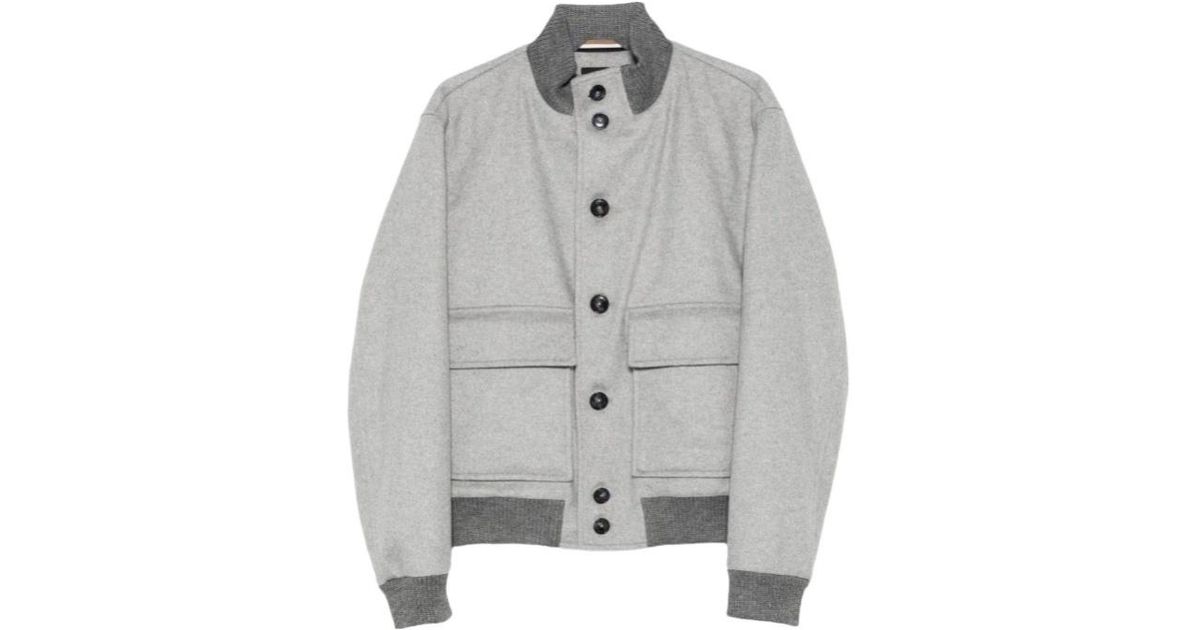 Boss Button BOSS Button-Fastening Pocket Bomber Jacket in Gray for Men | Lyst