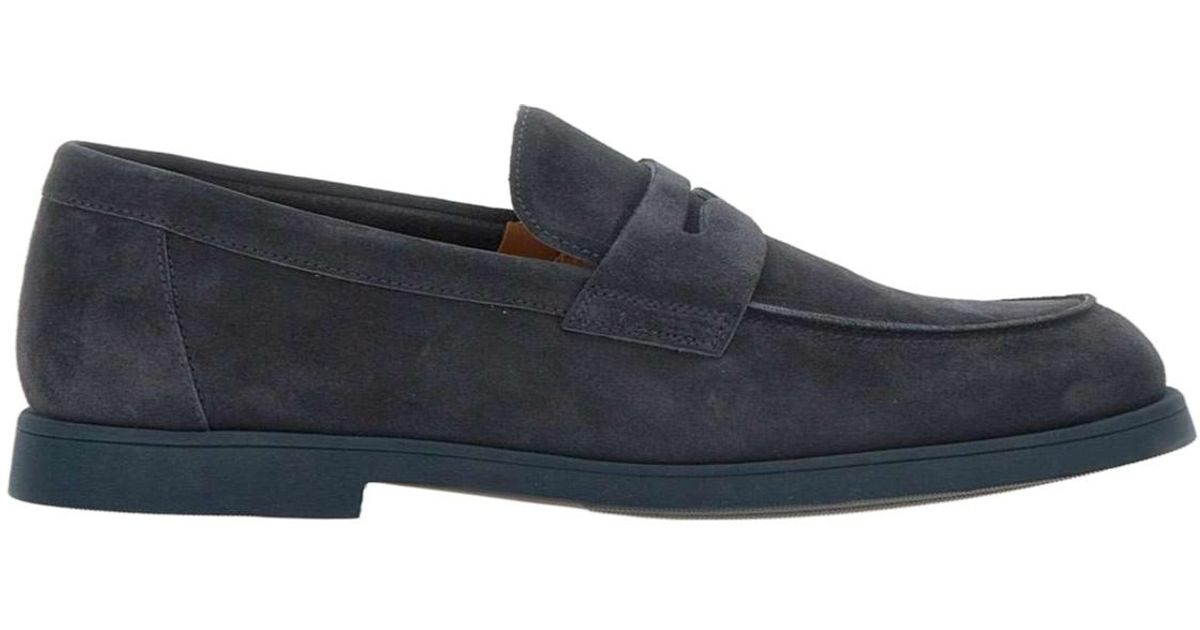 Doucal's Men's Visone Suede Loafers Blue