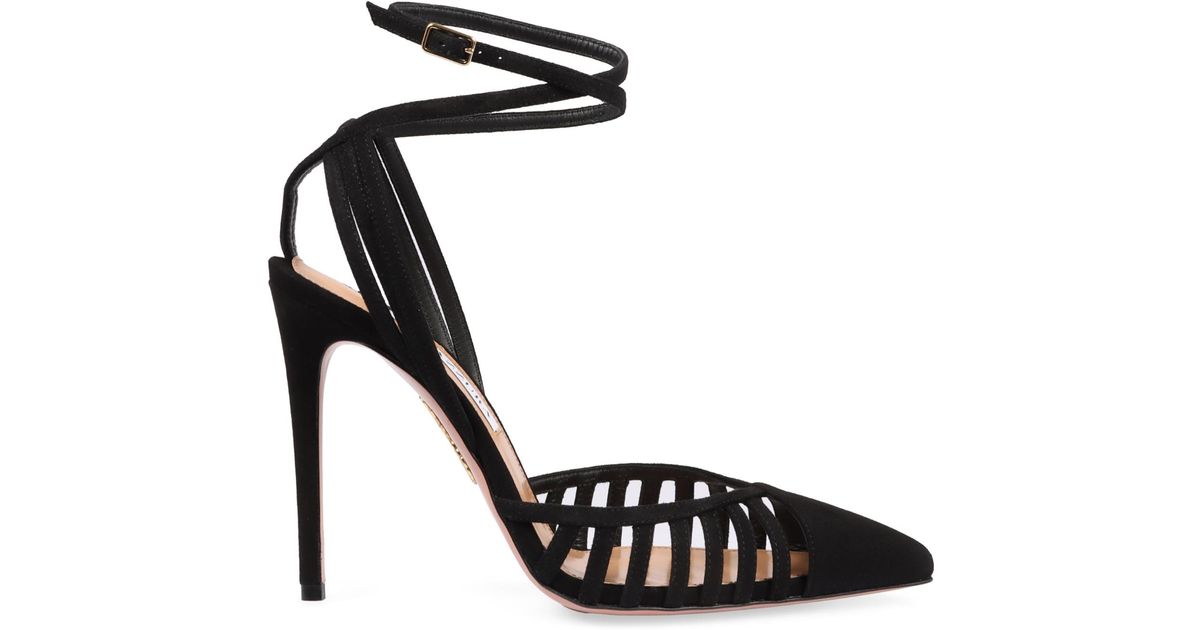 PRA STRAP CUT-OUT PUMPS BLACK CALFSKIN