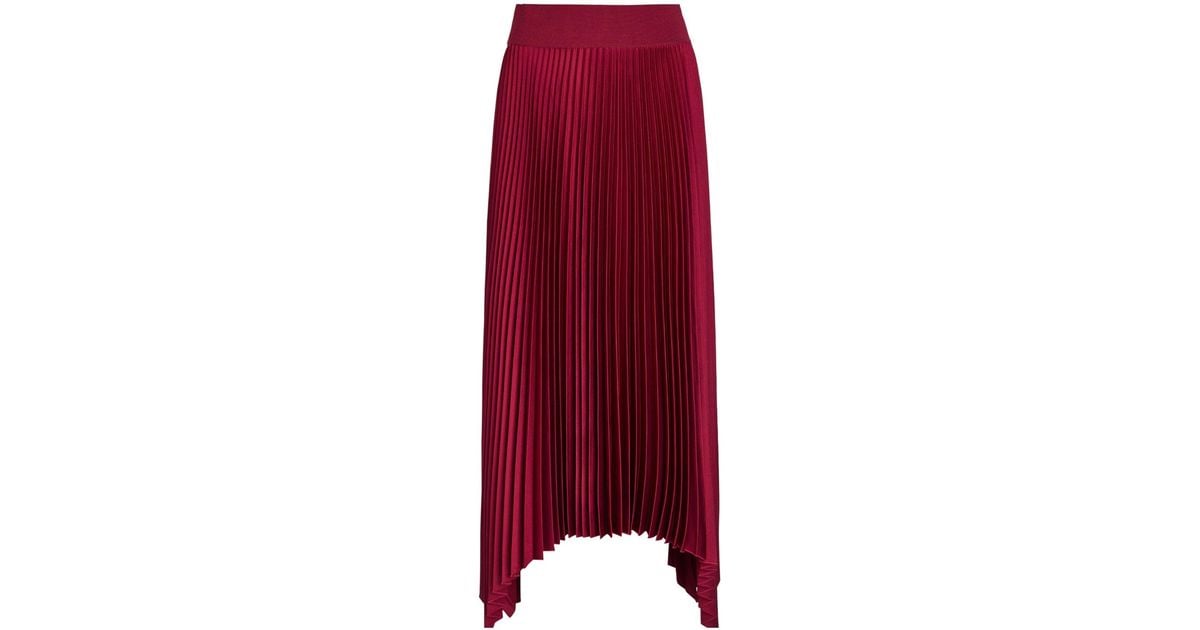 JOSEPH Pleated Skirt in Red | Lyst