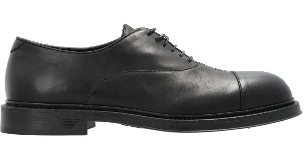 Emporio Armani Black Leather Lace-Up CapToe Oxfords Exc Cond Size 13 US 36 Italy Emporio Armani Oxford Black Dress Shoes for Men for sale | eBay main image 3