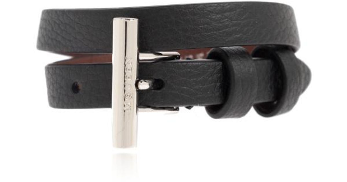 McQueen T-Bar Double Wrap Bracelet in Black for Men | Lyst