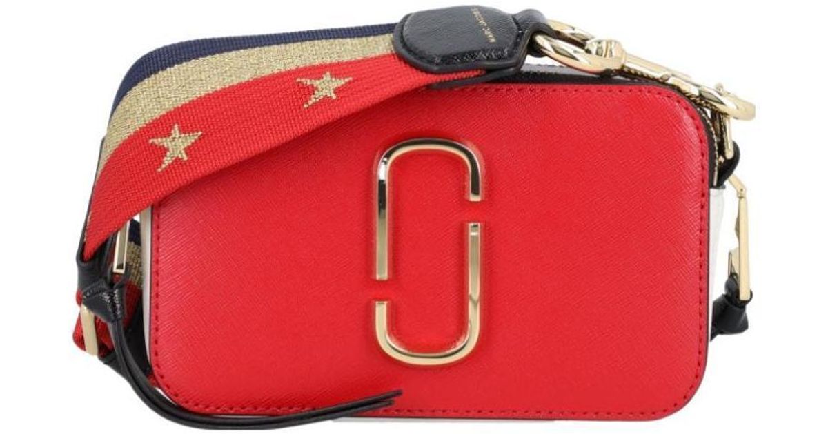 Marc Jacobs Snapshot Logo Plaque Crossbody Bag in Red | Lyst