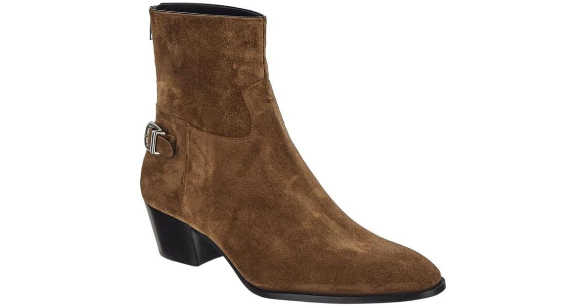 Celine Back Buckle Zipped Isaac Boot in Brown for Men | Lyst